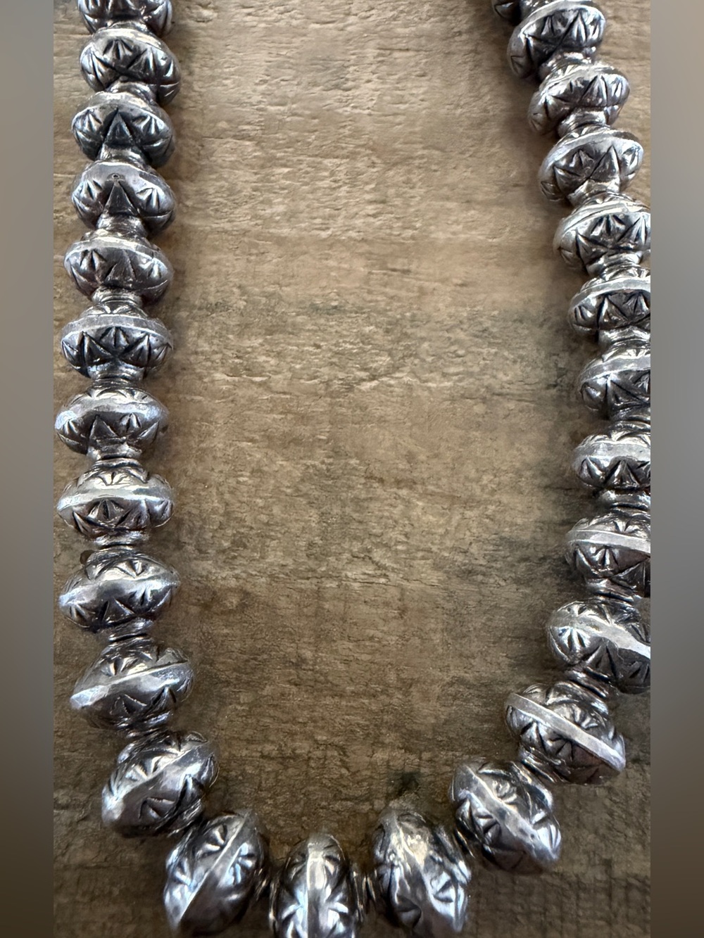 Vintage Hand Stamped Sterling Silver Beaded Necklace 23” - Picture 6 of 9